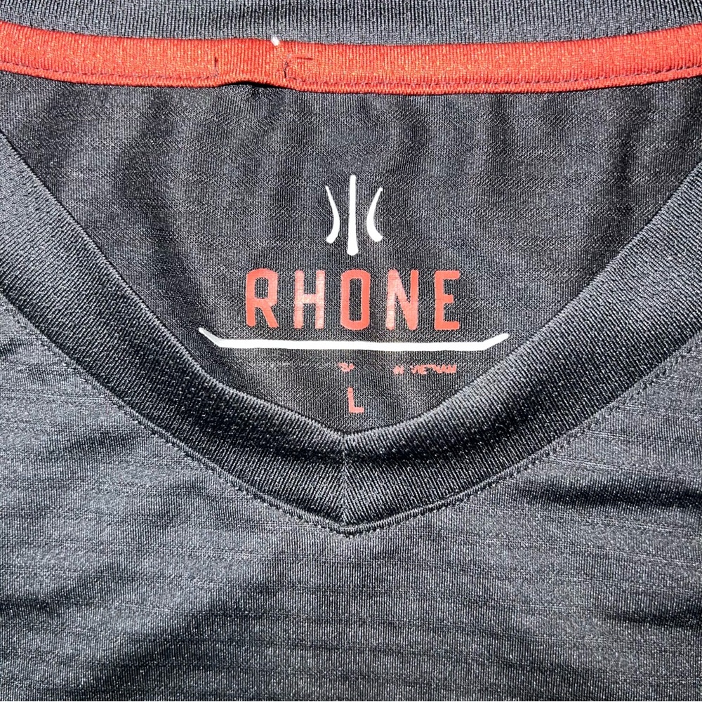 Rhone Reign Shirt Mens Large Black Performance Athletic Short Sleeve Crew Neck